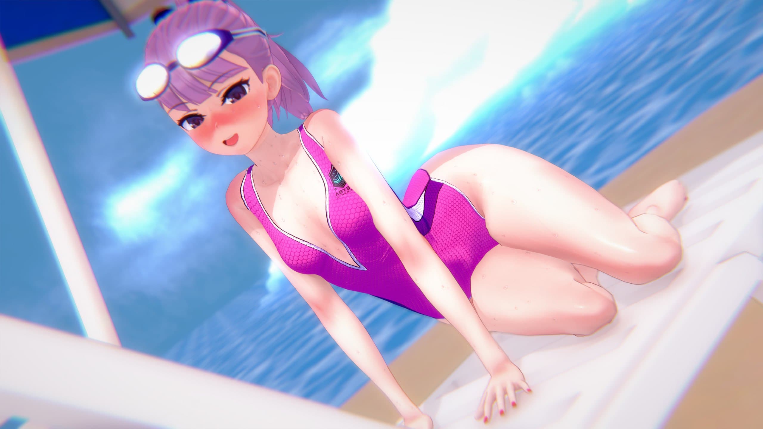 Deep cleavage swimsuit